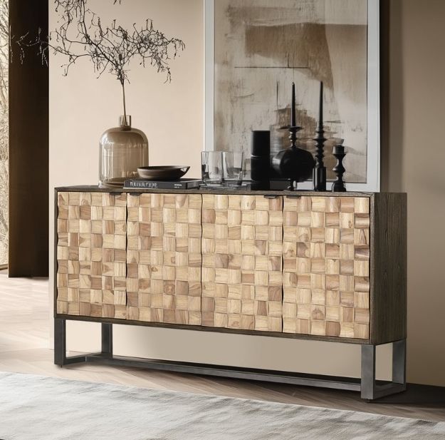 YHD Siti Medium Brown 4-Door Cabinet-1
