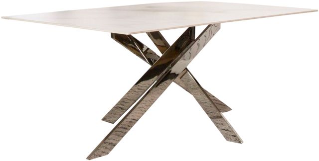 Cramco Aldo White Sintered Stone Top Dining Table with Chrome Base-0