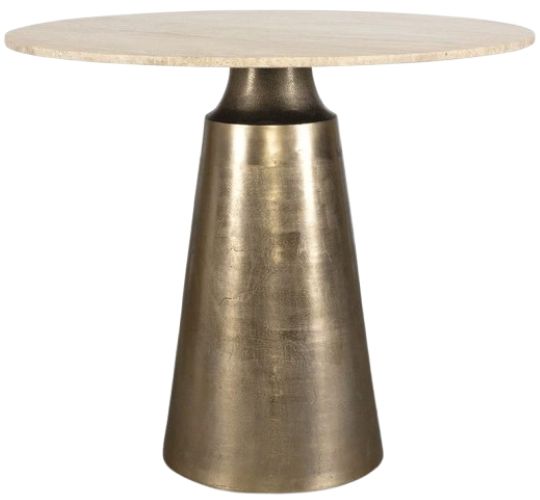Uttermost® Midsummer Beige Aluminum/Stone Indoor-Outdoor Bistro Table with Antique Brass Base-0