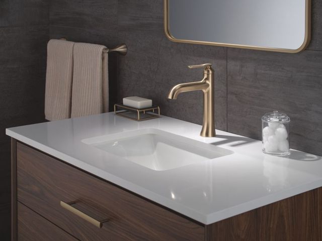 Delta Bonacci™ Champagne Bronze Single Handle Mid-Height Bathroom Faucet-2