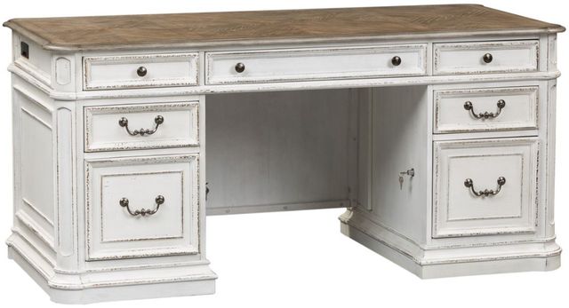 Liberty Furniture Magnolia Manor Antique White/Weathered Bark Desk-0