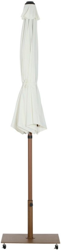 Meridian Furniture Amalfi White/Teak Aluminum Outdoor Patio Umbrella and Base-1