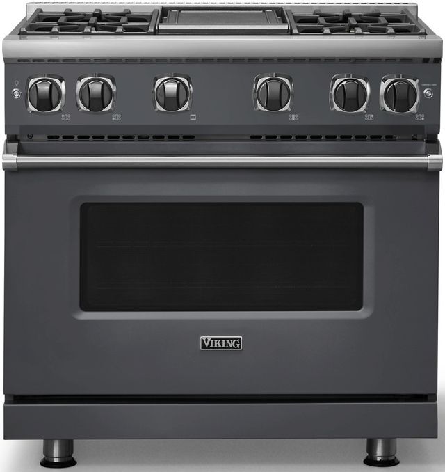 Viking® 7 Series 36" Cast Black Pro Style Liquid Propane Gas Range with 12" Reversible Griddle-0