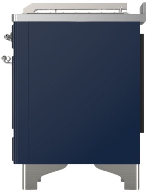 Ilve® Majestic III 48" Midnight Blue Pro Style Dual Fuel Natural Gas Range with French Top and Chrome Trim-3