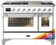 Ilve® Majestic III 48" Custom Pro Style Dual Fuel Liquid Propane Range with Griddle and Chrome Trim-0