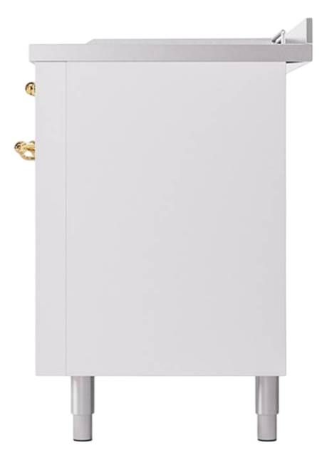 Ilve® Nostalgie II Noblesse 60'' White Pro Style Dual Fuel Range with Brass Trim-3