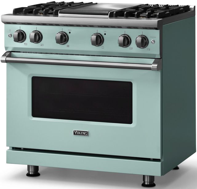 Viking® 5 Series 36" Splash Pro Style Gas (LP) Range with Polished Chrome Trim-2