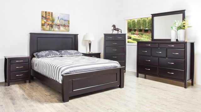 Mako Wood Furniture Tofino Black Double Panel Bed-1