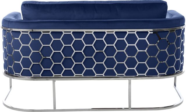 Meridian Furniture Casa Navy/Chrome Velvet Loveseat-1