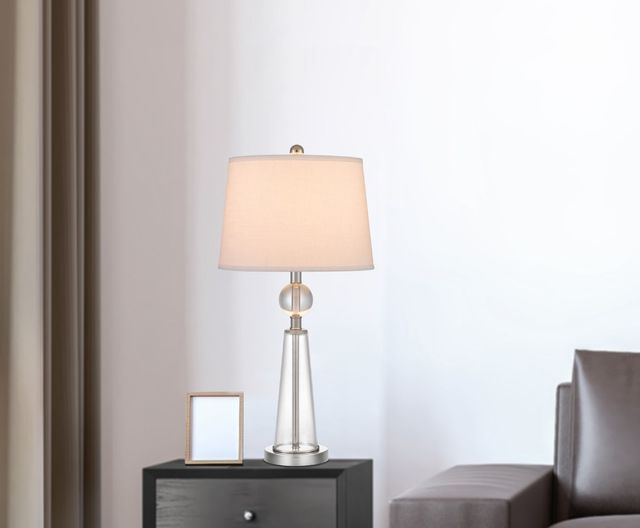 Cal® Lighting & Accessories Reverse Torch 2-Piece Brushed Steel Table Lamp Set-3