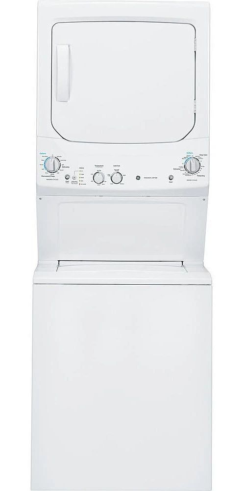 GE® Unitized Spacemaker® White Electric Laundry Center, 4.4 Cu. Ft. Washer, 5.9 Cu. Ft. Dryer-0