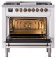 Ilve® Nostalgie II Noblesse 36'' White Pro Style Dual Fuel Range with Burnished Trim-1