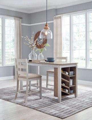 Signature Design by Ashley® Skempton 3 Piece White/Light Brown Counter Height Dining Set-3