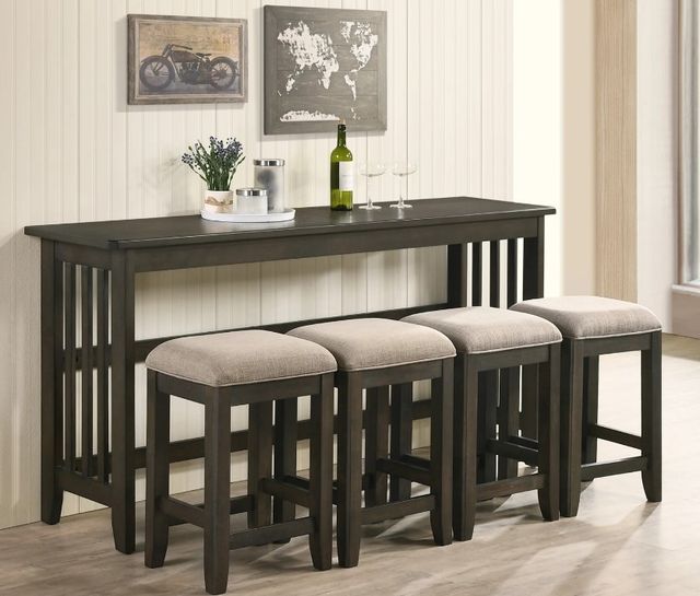 Bernards Lindsey 5-Piece Brown/Gray Drop Leaf Counter Table Set-1