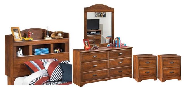 Signature Design by Ashley® Barchan 5-Piece Medium Brown Full Bookcase Headboard Bedroom Set-0