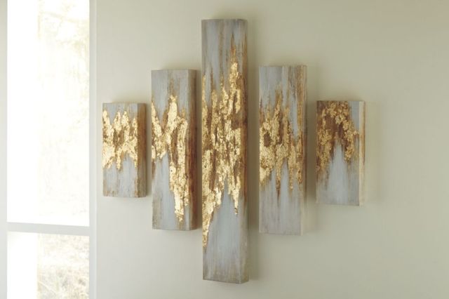 Signature Design by Ashley® Devlan 5-Piece Gold/White Wall Art Set-1