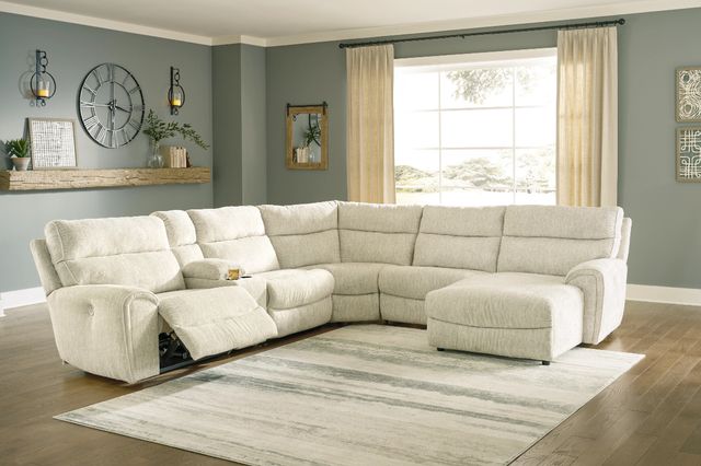 Signature Design by Ashley® Critic's Corner 6-Piece Parchment Power Reclining Right-Arm Facing Sectional and Chaise-2
