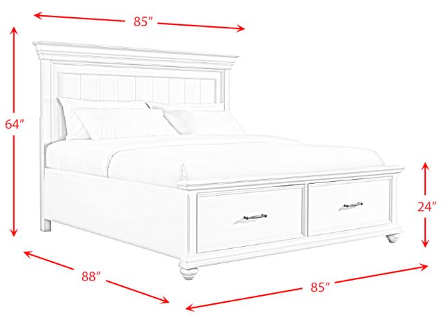 Elements International Slater 4-Piece Antique White King Platform Bedroom Set-2