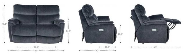 La-Z-Boy® Trouper Gray Leather Power Reclining Loveseat with Headrest and Lumbar-2
