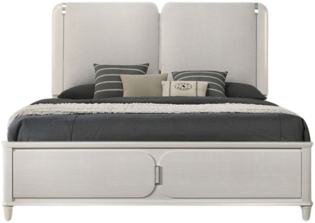 ACME Furniture Laveda Light Gray/Pearl White Queen Upholstered Panel Bed-3