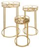Sagebrook Home Aged Mirror Top 3 Piece Gold Accent Table Set-0
