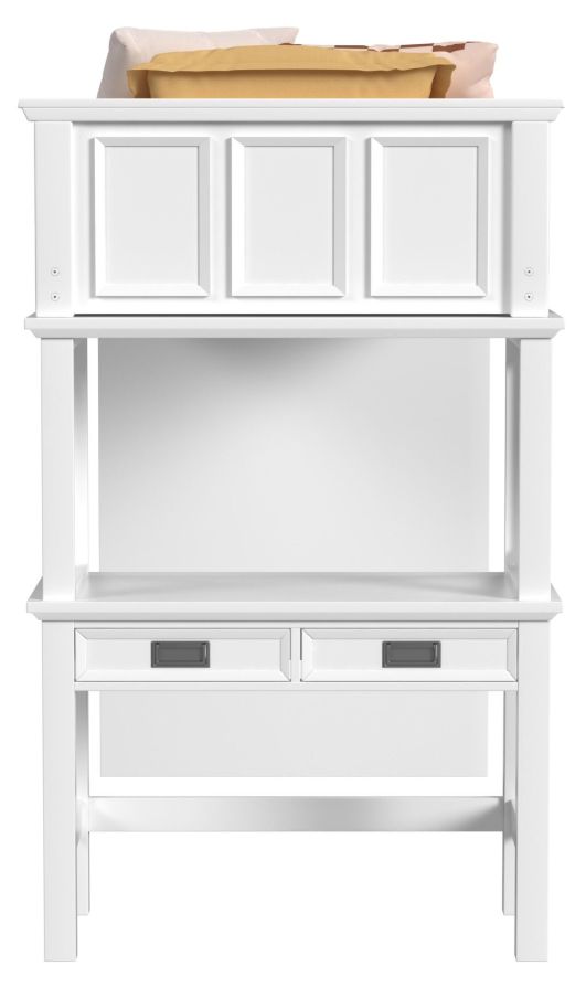 Elements International Hampton Kids White Youth Twin Loft Bed with Staircase and Desk-3