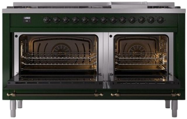 Ilve® Nostalgie II Series 60" Emerald Green Pro Style Dual Fuel Range-1