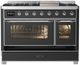 Ilve® Majestic III 48" Graphite Matte Pro Style Dual Fuel Natural Gas Range with Triple Glass Door and Chrome Trim-0