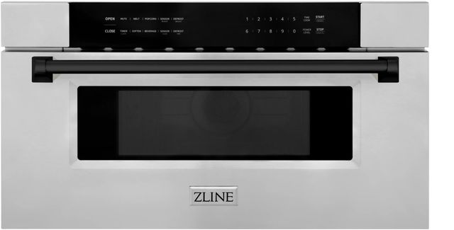 ZLINE Autograph Edition 1.2 Cu. Ft. Stainless Steel Microwave Drawer with Matte Black Accents-1