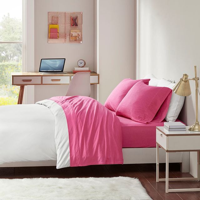 Olliix by Intelligent Design Pink Twin XL Cotton Blend Jersey Knit All Season Sheet Set-2