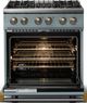 Viking® 5 Series 30" November Sky Pro Style Dual Fuel (NG) Range with Brushed Brass Trim-1