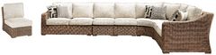 Signature Design by Ashley® Beachcroft 6-Piece Beige/Brown Outdoor Fabric/Wicker Seating Set