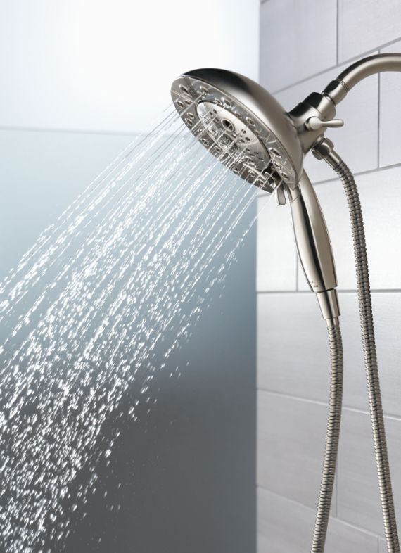 Delta Universal Showering Lumicoat® Stainless 1.75 GPM H2Okinetic® In2ition® 5-Setting Two-in-One Shower-2