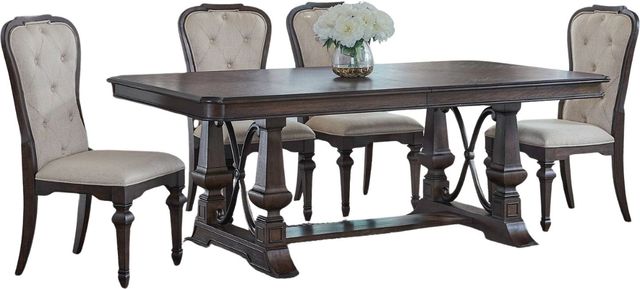 Liberty Furniture Provence Park 5-Piece Chateau Brown/Cream Optional Trestle Dining Table Set-0