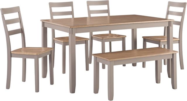 Signature Design by Ashley® Harperfeld 6-Piece Gray/Natural Dining Table Set-0