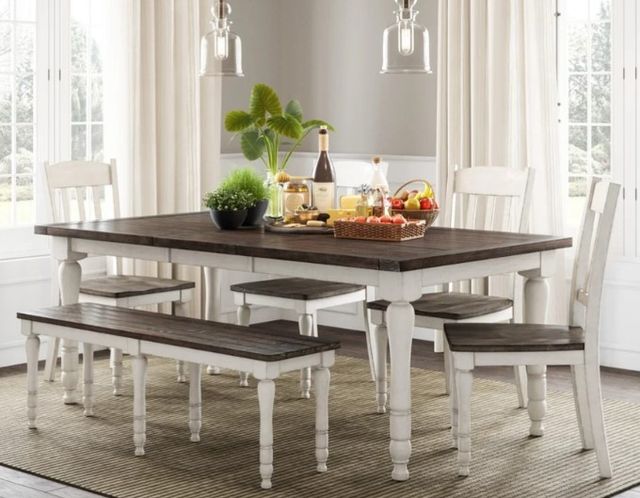 Jofran Inc. Madison County Barnwood Extension Dining Table with Vintage White Base-1