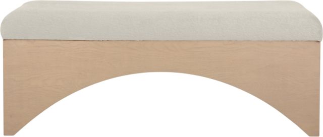 Meridian Furniture Lawson Cream/Natural Velour Fur Fabric Bench-1