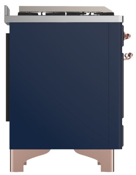 Ilve® Majestic III 60" Midnight Blue Pro Style Dual Fuel Liquid Propane Range with Solid Door and Copper Trim-3