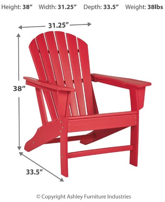 Signature Design by Ashley® Sundown Treasure Red Plastic Outdoor Adirondack Chair-2