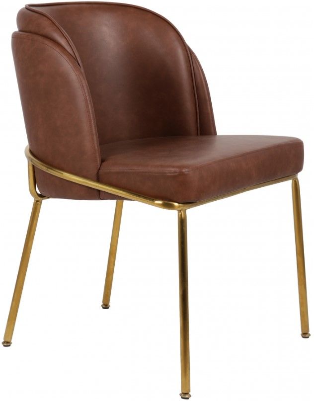 Meridian Furniture Jagger Brown/Gold Vegan Leather Dining Side Chair-0