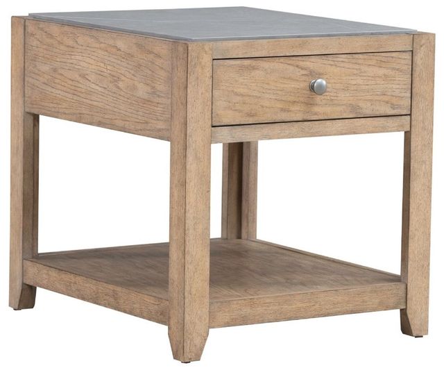 Liberty Furniture Millstone Gray End Table with Nutmeg Base-0