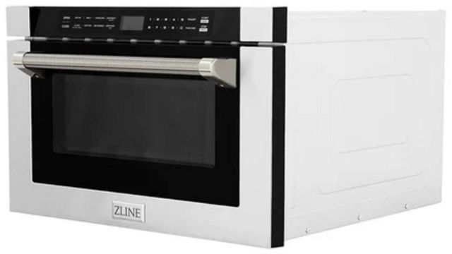 ZLINE Autograph Edition 24" 1.2 Cu. Ft. Stainless Steel Built-in Microwave Drawer with Polished Nickel Helix Handle-2