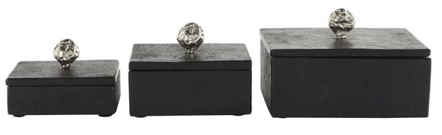 Deco Marche 3-Piece Black Box Set with Silver Knobs-0