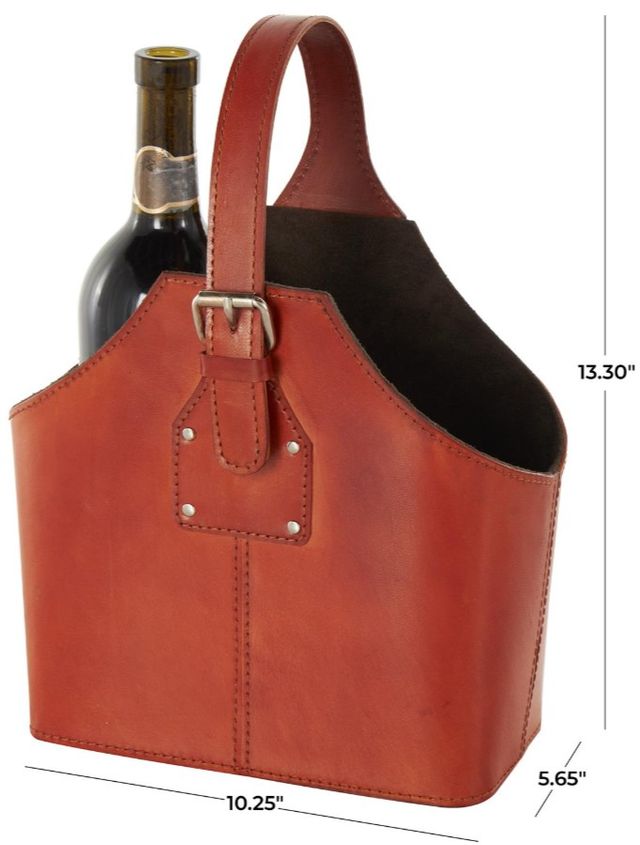 Deco Marche Brown Handmade 2-Bottle Wine Holder with Carrying Handle-3