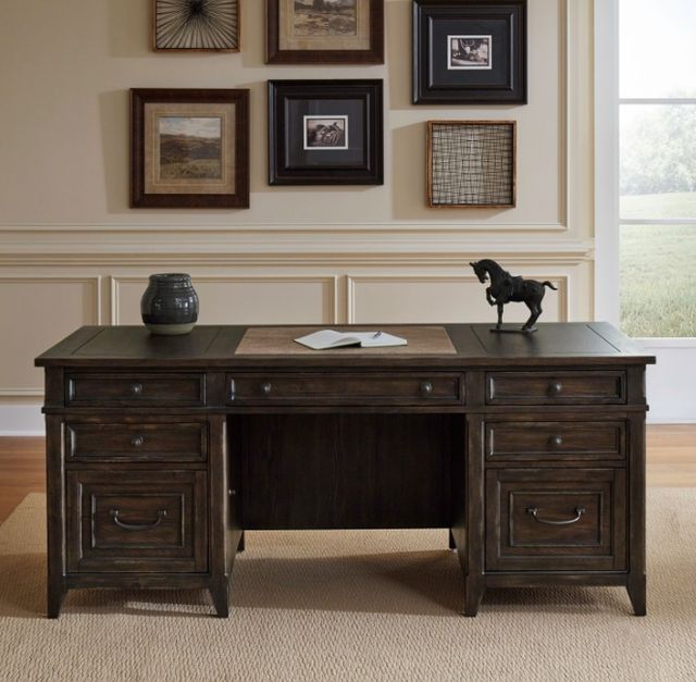 Liberty Furniture Paradise Valley Saddle Brown Executive Desk-1