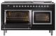 Ilve® Nostalgie II Noblesse 60'' Glossy Black Pro Style Dual Fuel Range with Chrome Trim-3