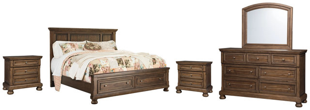 Signature Design by Ashley® Flynnter 5-Piece Medium Brown King Panel Bed Set-0