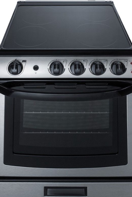 Summit® 24" Black/Stainless Steel Electric Range and Convertible Hood-3