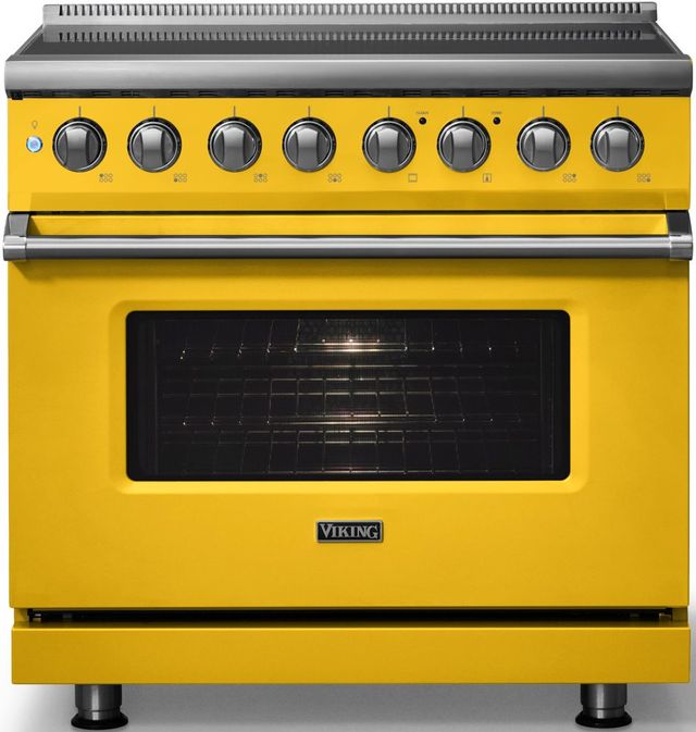 Viking® 5 Series 36" Daffodil Pro Style Induction Range with Polished Chrome Trim-3