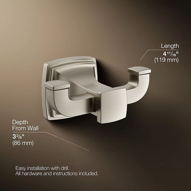 KOHLER® Riff® Vibrant Brushed Nickel Double Robe Hook-2